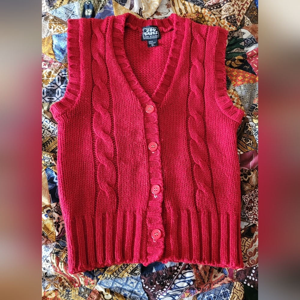 Vintage Red Button-down Sweater Vest